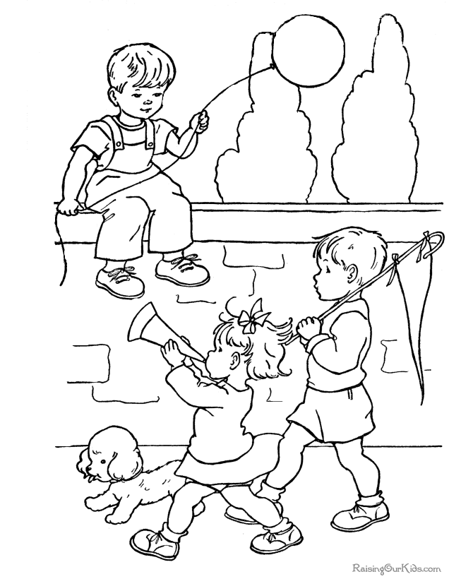 Fourth of July page to print and color