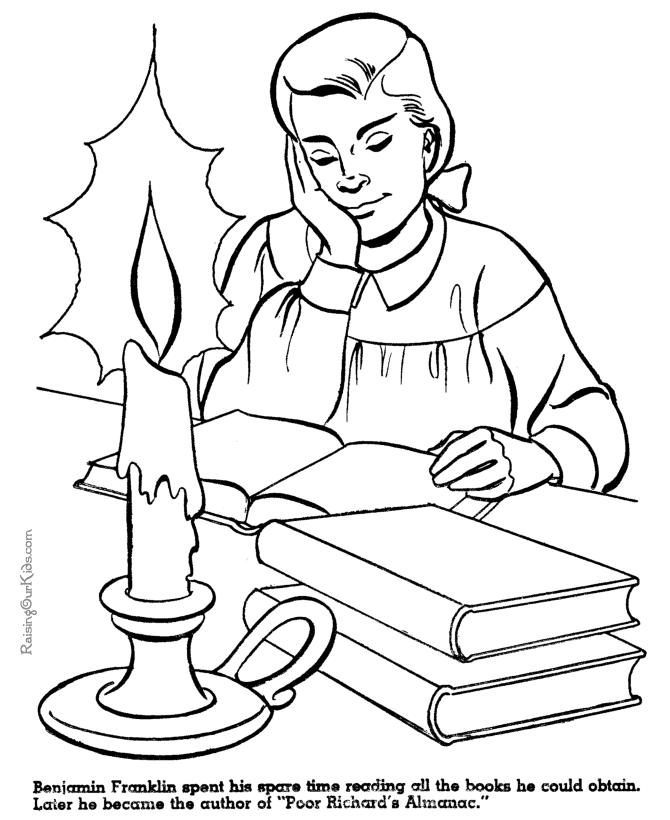 Benjamin Franklin coloring page for kid