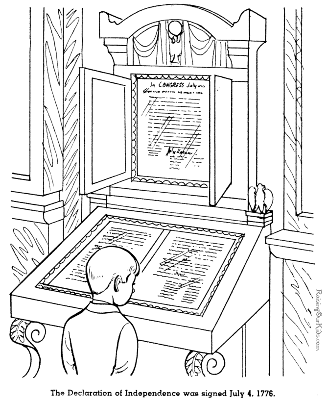 Declaration of Independence history pages for kid