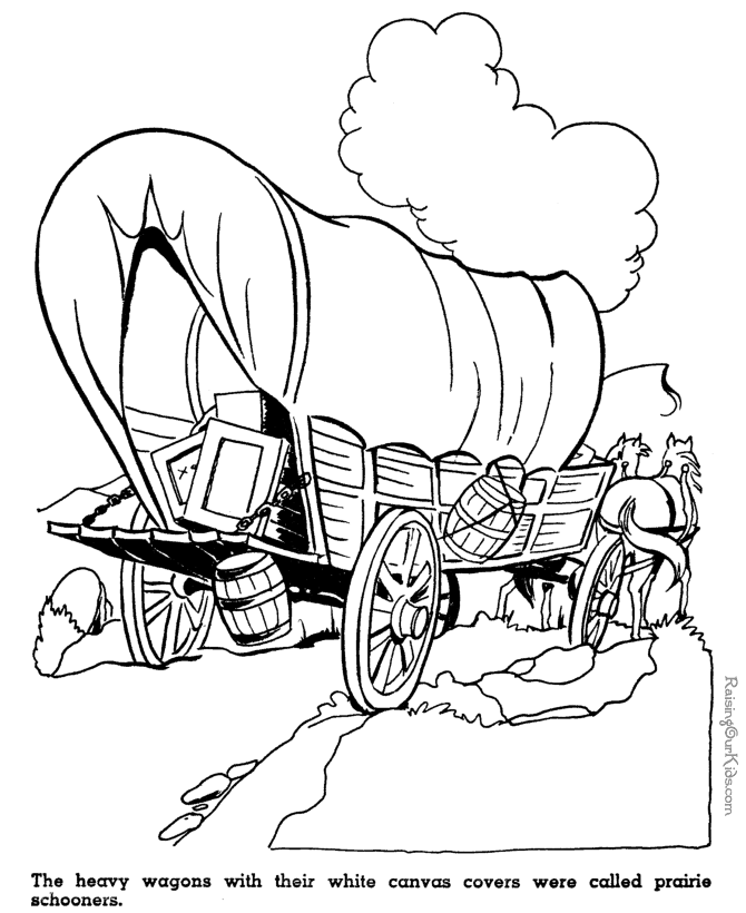 Kid coloring pages of Prairie schooners