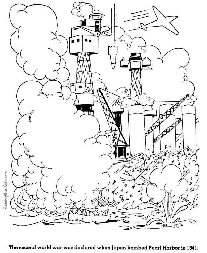 Pearl Harbor - American history coloring pictures for kid