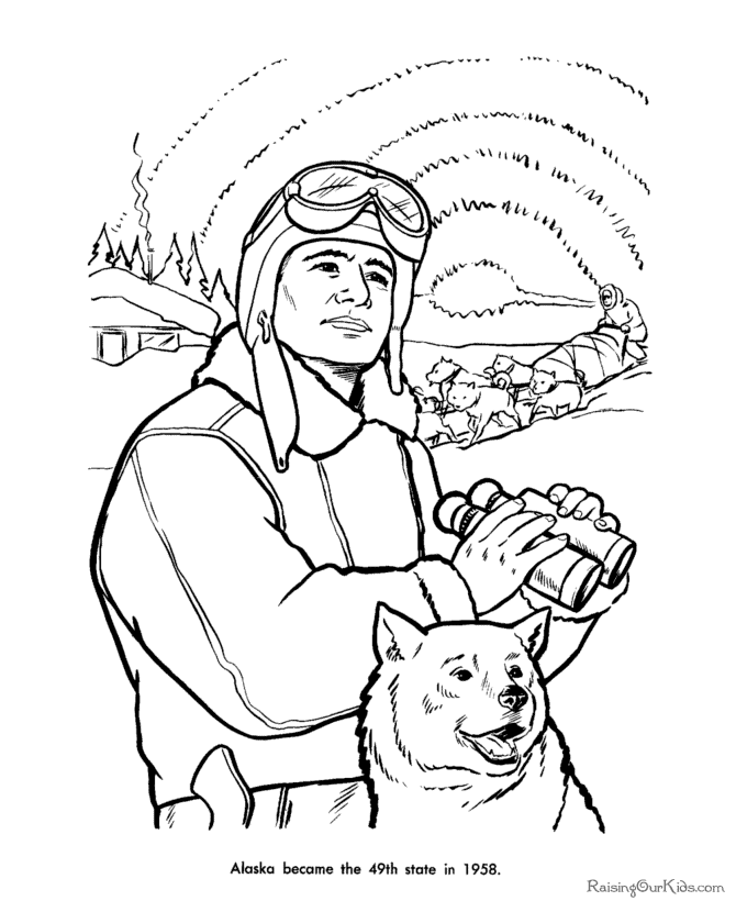Alaska becomes a state - American History and coloring pages for kids
