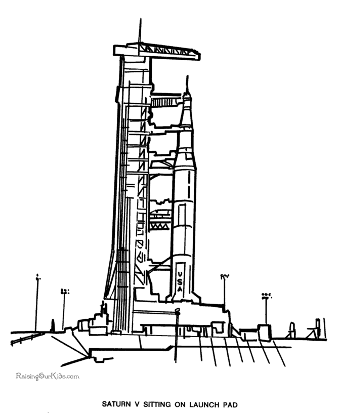 Saturn V rocket coloring page