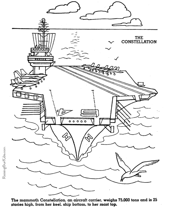 Aircraft carrier picture to color