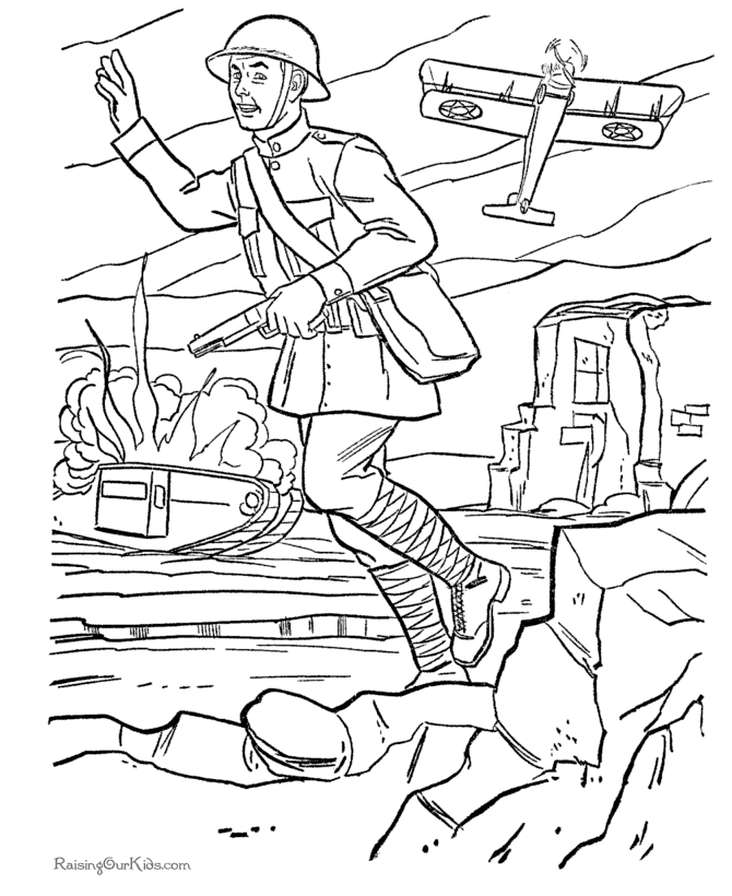 Printable Military history coloring sheet