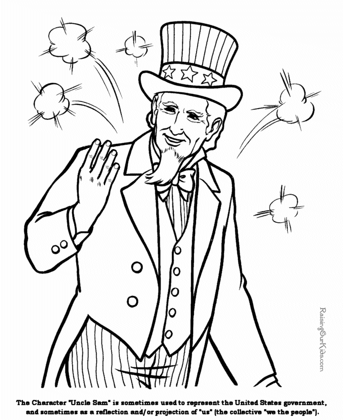 Patriotic Symbols - Uncle Sam Coloring Page