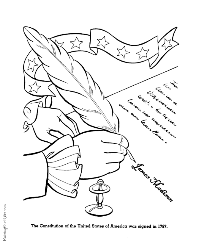 Patriotic Symbols - US Constitution Coloring Page