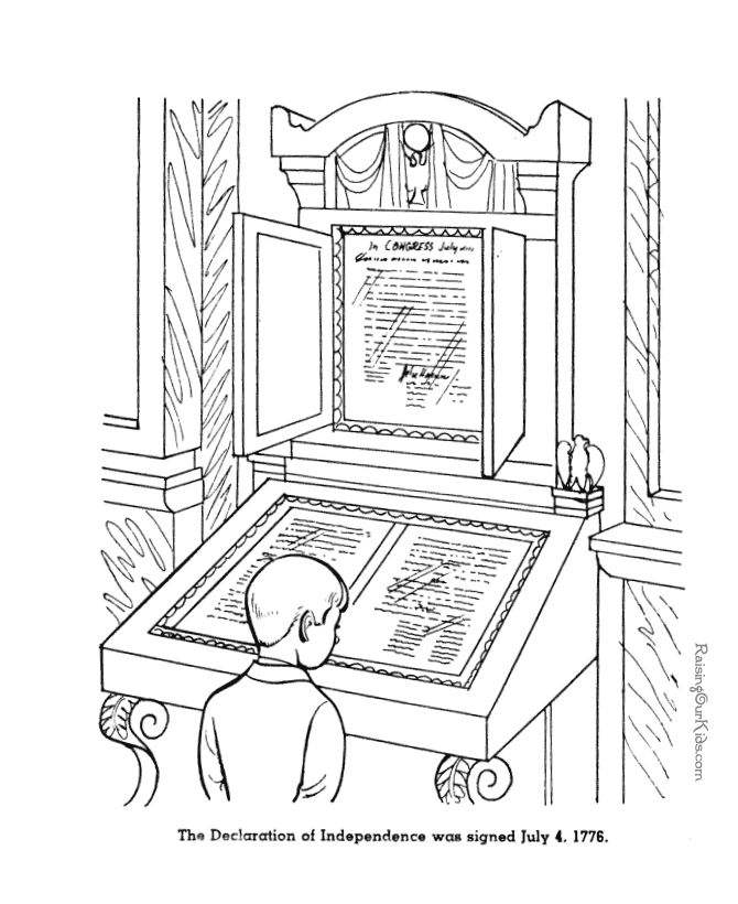 Patriotic Symbols - Declaration of Independence coloring page