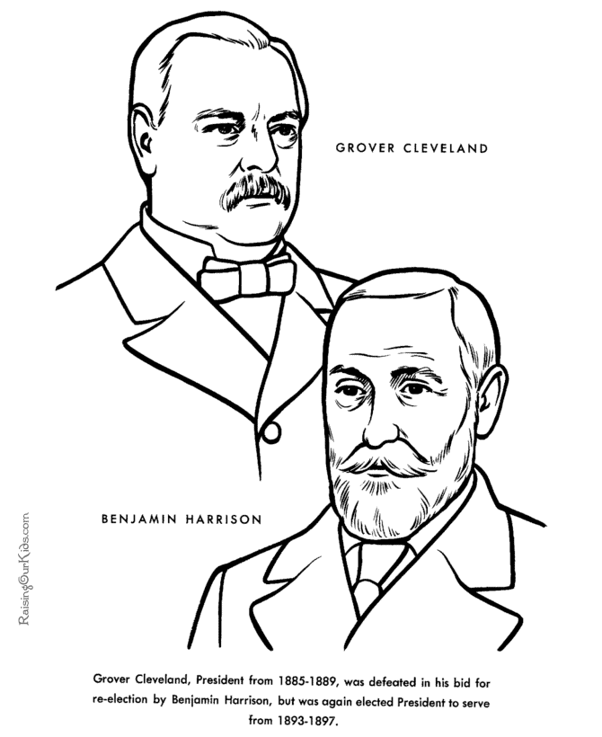 Free printable President Grover Cleveland facts and coloring picture