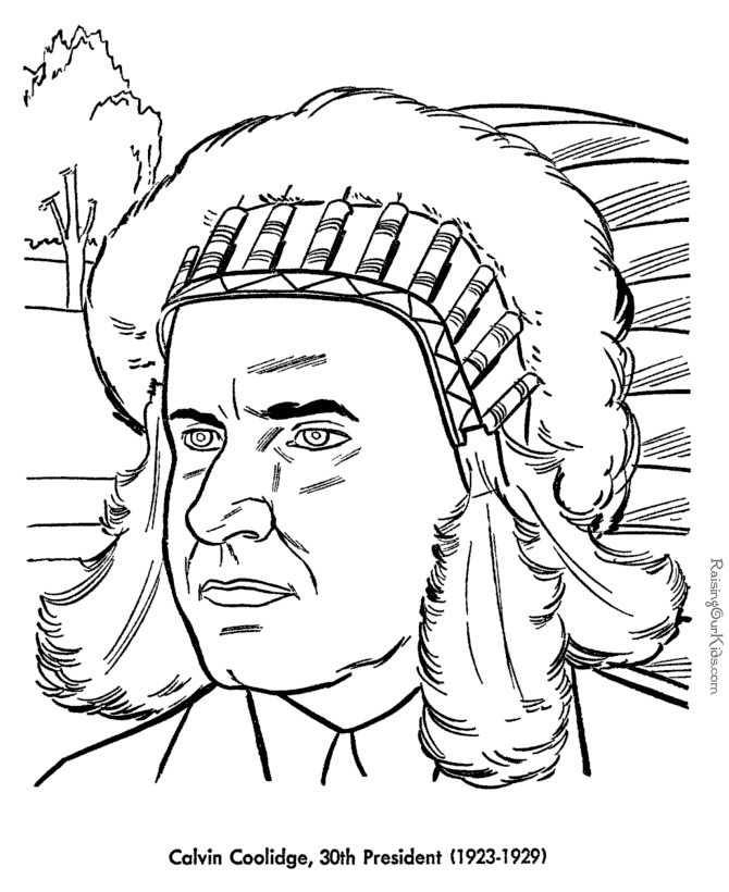 Free printable President Calvin Coolidge coloring pages