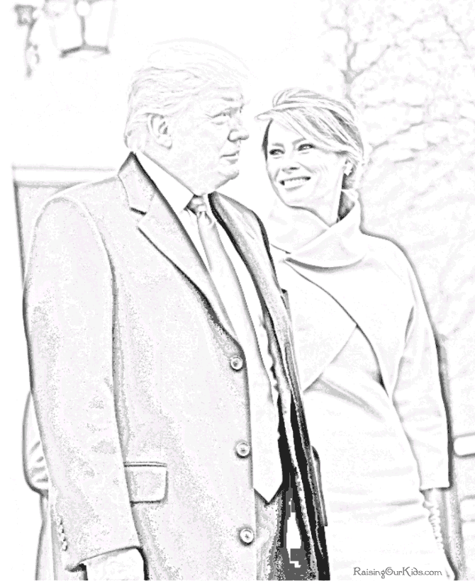 Free printable President Donald Trump facts and coloring picture